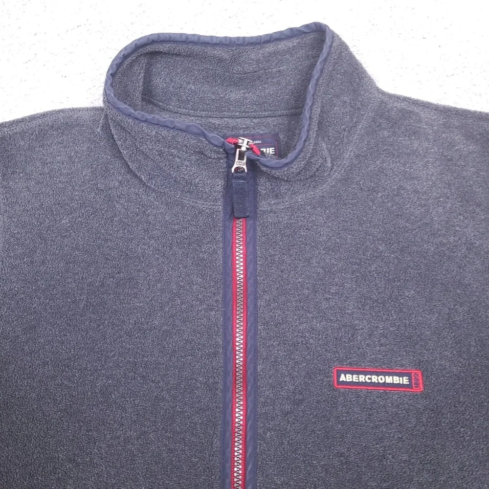 Vintage Abercrombie and‎ Fitch Fleece Vest Mens XL Gray Full Zip Jacket